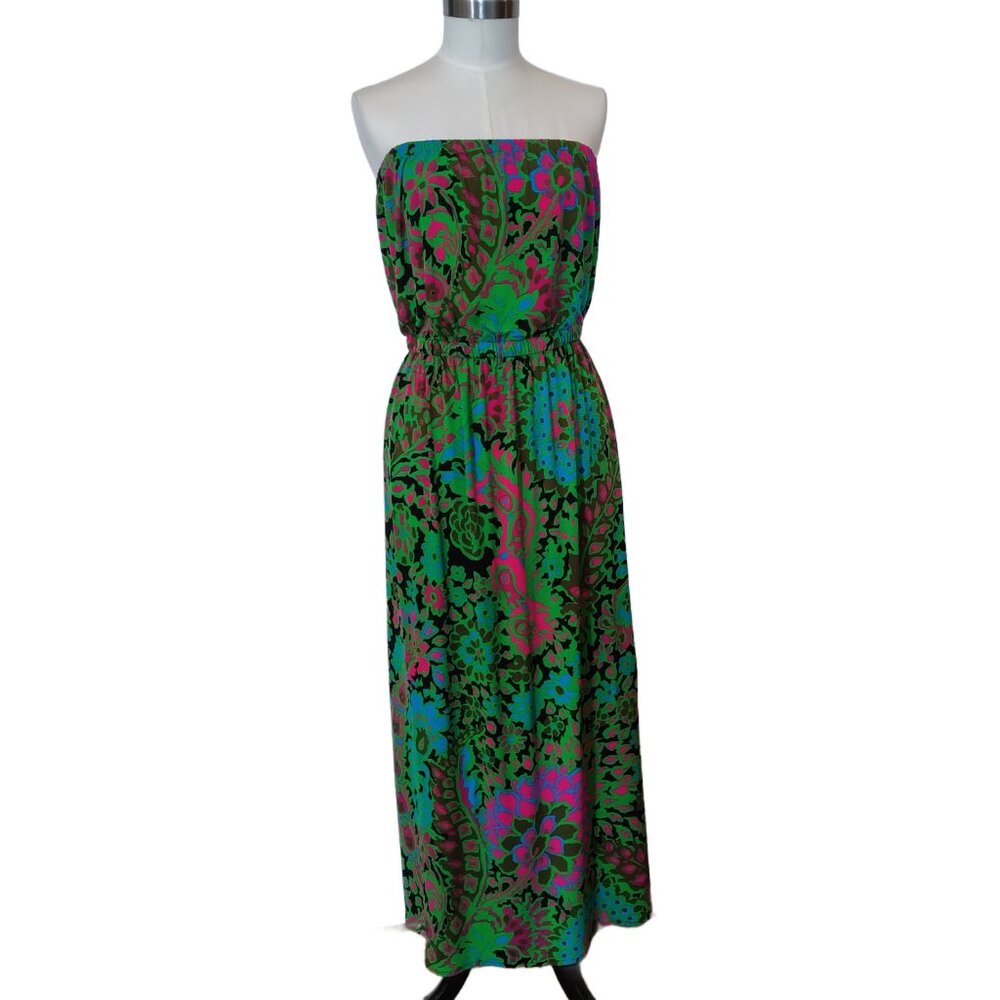 Tori Richard Colorful Strapless Maxi Dress for Cruise or Resort XL